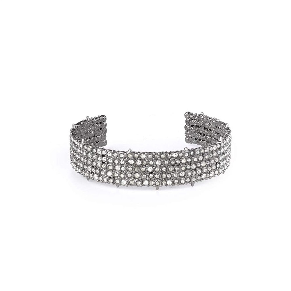 Alexis Bittar Rhodium Crystal Lace Cuff Bracelet $245